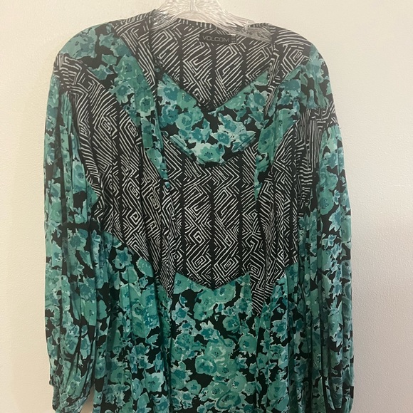 Volcolm Shrug Tunic puffed sleeves teal black - Picture 1 of 3